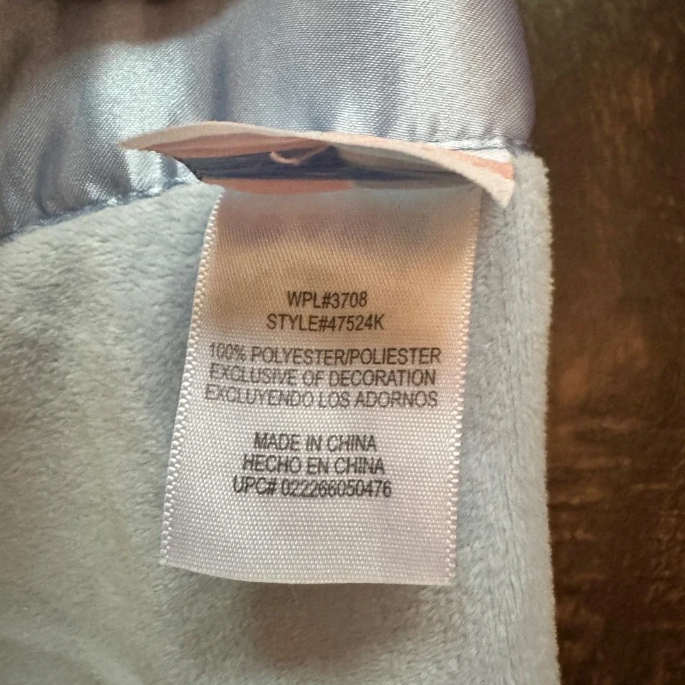 Just Born Blue Baby Reversible Blanket Puppy Dog Embroidered Satin‎ Trim 30 x 40